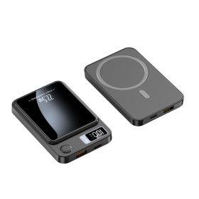 Fast Charge Ultra-thin And Convenient Wireless Magnetic Suction Charging Bank (Option: Black-10000mah)