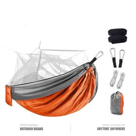 Outdoor Encrypted Mosquito Net Hammock Outdoor Camping With Mosquito Net Hammock (Color: ORANGE)