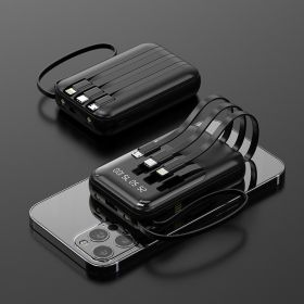 Mini Digital Display Sharing With Self-contained Line Large-capacity Power Bank (Option: Black-20000mAh)