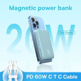 Wireless Charging Bank Mobile Phone Power (Option: Blue-10000mah)