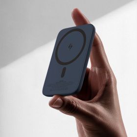 Magnetic Absorption Wireless Charging Bank Mobile Power Supply (Option: Navy Blue-5000mA)
